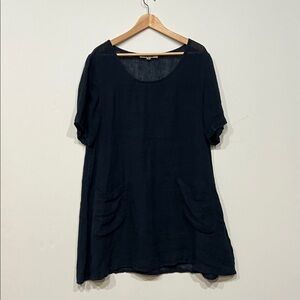 Flax T Shirt Lined Dress Front Pockets in Blue Size Medium